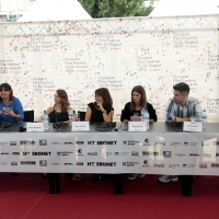Crew of the film WITH MOM, Press Conference, Competition Programm Festure Film, Festival Square, 2013, © Obala Art Centar