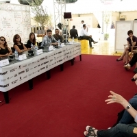 Crew of the film WITH MOM, Press Conference, Competition Programm Festure Film, Festival Square, 2013, © Obala Art Centar