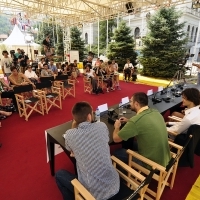 Crew of the film WOLF, Press Conference, Festival Square, 2013, © Obala Art Centar