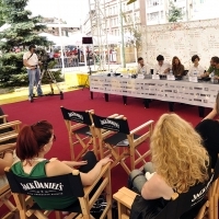 Crew of the film WOLF, Press Conference, Festival Square, 2013, © Obala Art Centar