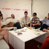 Cast and crew of the film I AM BESO, High Noon, Festival Square - Competition Lounge, Sarajevo Film Festival, 2014 (C) Obala Art Centar