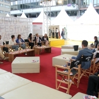 Debate on 'No Hate Speech Movement', Festival Square, Sarajevo Film Festival, 2014 (C) Obala Art Centar