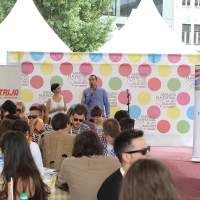 Breakfast in partnership with the Lottery of B&H, Talents Sarajevo and Lottery of B&H representatives have their speech marking the first year of partnership, Festival Square, 21. Sarajevo Film Festival, 2015 (C) Obala Art Centar