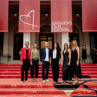 Cast: Family Therapy and Elma Tataragić, Red Carpet, National Theatre, 30th Sarajevo Film Festival, 2024 (C) Obala Art Centar