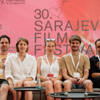 Docu Press Corner, Festival Square, 30th Sarajevo Film Festival, 2024 (C) Obala Art Centar