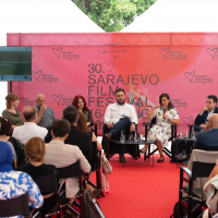 Panel on Urban Mobility, Festival Square, 30th Sarajevo Film Festival, 2024 (C) Obala Art Centar
