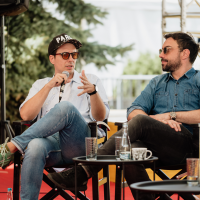 Dino Sarija and Edin Avdagić, Actors,Grand Coffee with..., Crew: GYM, Festival Square, 30th Sarajevo Film Festival, 2024 (C) Obala Art Centar