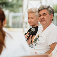 Srđan Vuletić, Director, Grand Coffee with..., Crew: GYM, Festival Square, 30th Sarajevo Film Festival, 2024 (C) Obala Art Centar
