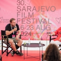 Docu Press Corner, Festival Square, 30th Sarajevo Film Festival, 2024 (C) Obala Art Centar
