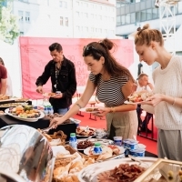 Festival breakfast in partnership with Atlantic Group, Coca-Cola and Meggle, Festival Square, 30th Sarajevo Film Festival, 2024 (C) Obala Art Centar
